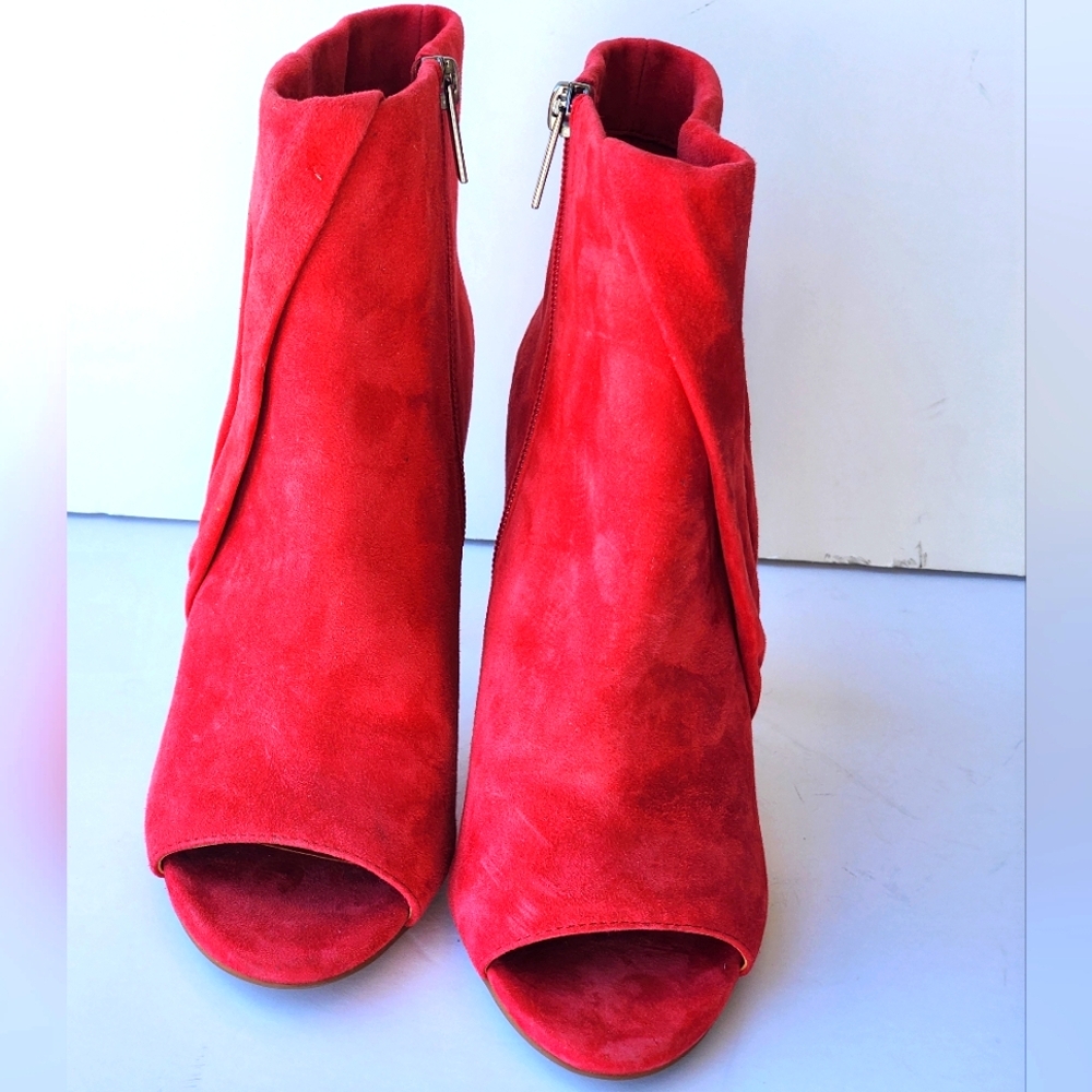 Vince Camuto Women's Open Toe Red Suede High Heel Bootie Size 5.5 - Picture 6 of 9